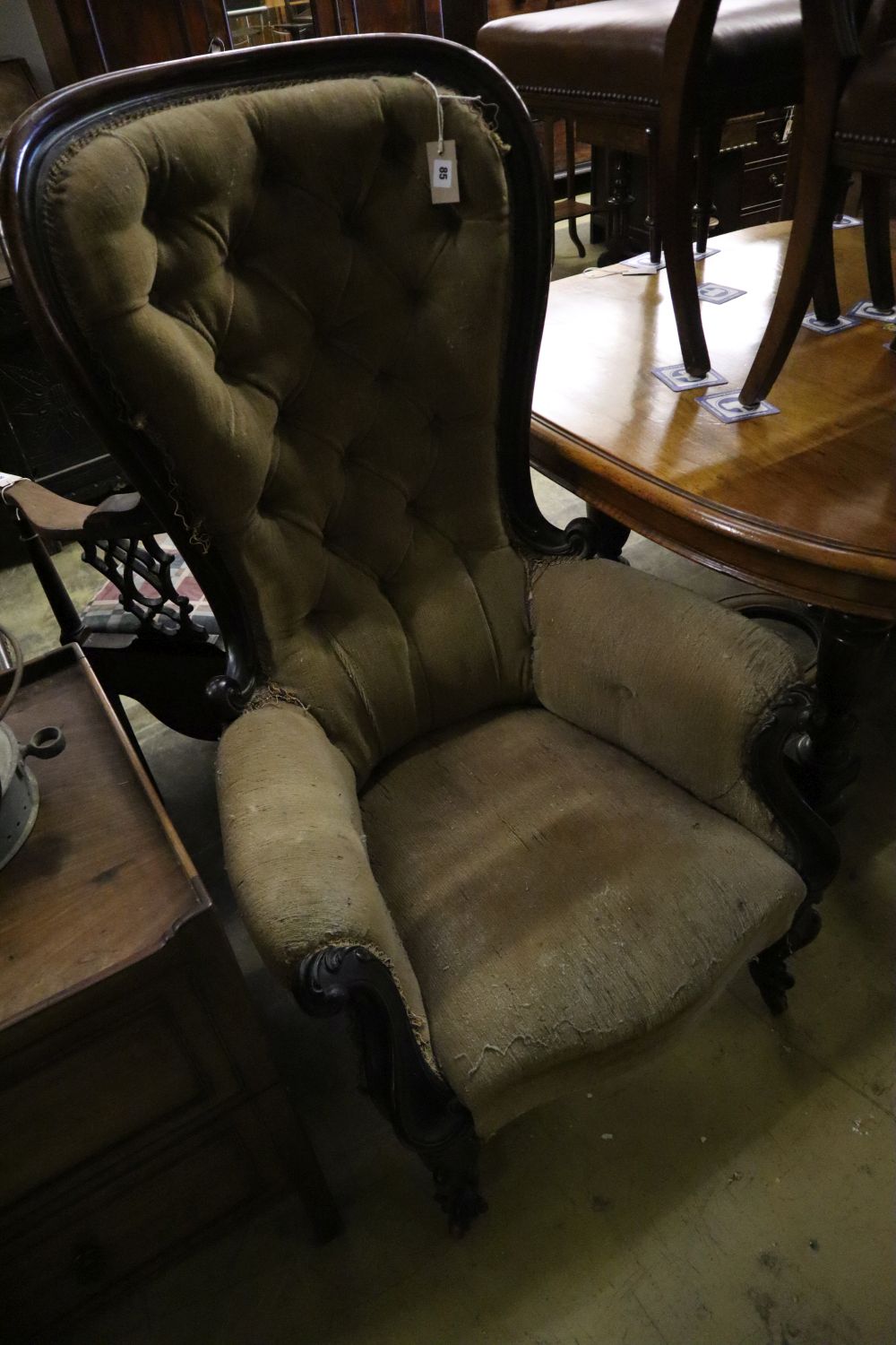 A Victorian mahogany framed high backed armchair